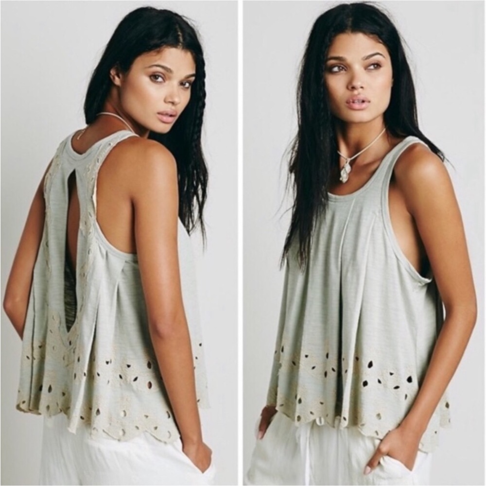 FREE PEOPLE Tank Top, Floral Cutouts. Size Medium